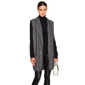 VINCE Mixed Media Vest Black Off White Size Small Open Front Wool Knit